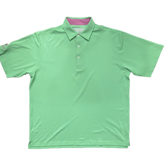 Donald Ross Lime Green Pink Polo Golf Polyester Shirt Men's Size Large - Picture 9 of 9